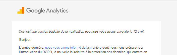 Google Analytics conservation des données