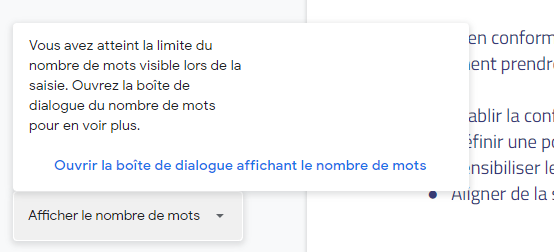 G Suite Nombre de mots