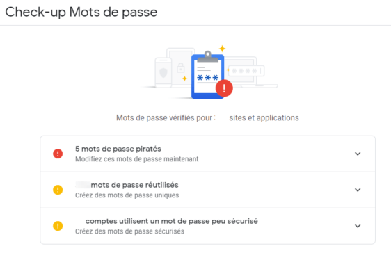 Etape 4 Certains de vos mots de passe enregistrés ont été divulgués en ligne