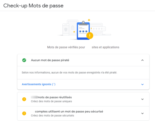 Etape 7 Certains de vos mots de passe enregistrés ont été divulgués en ligne